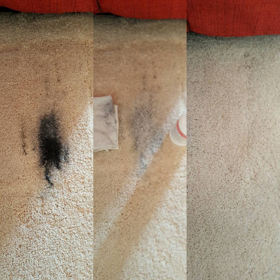 Soot stain from electric chair recliner removed
