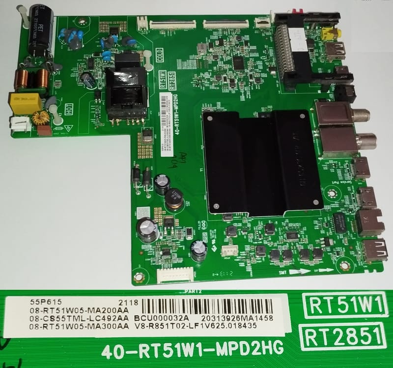 40 RT51W1 MPD2HG PLACA MAIN BOARD SCHEDA PLATINEE PARA TCL 55P618