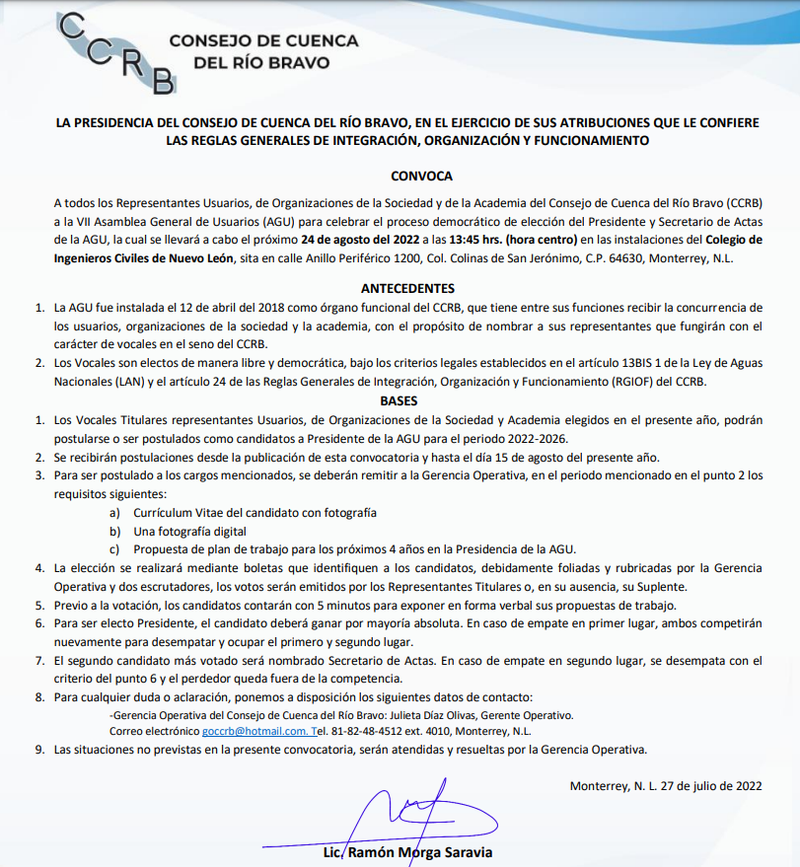 CONVOCATORIA ELECCIÓN DE PRESIDENTE Y SECRETARIO DE ACTAS ASAMBLEA