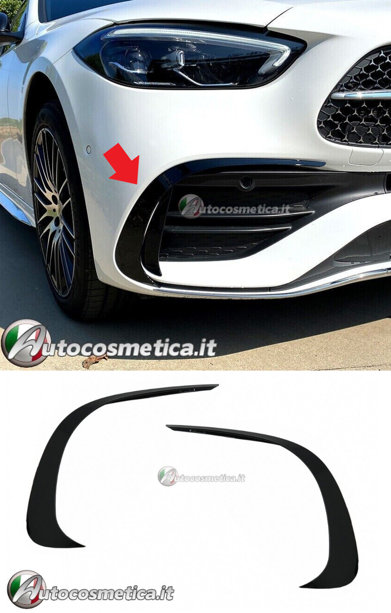 Splitter Spoiler Paraurti Anteriore Aero Flaps Per Mercedes Classe C