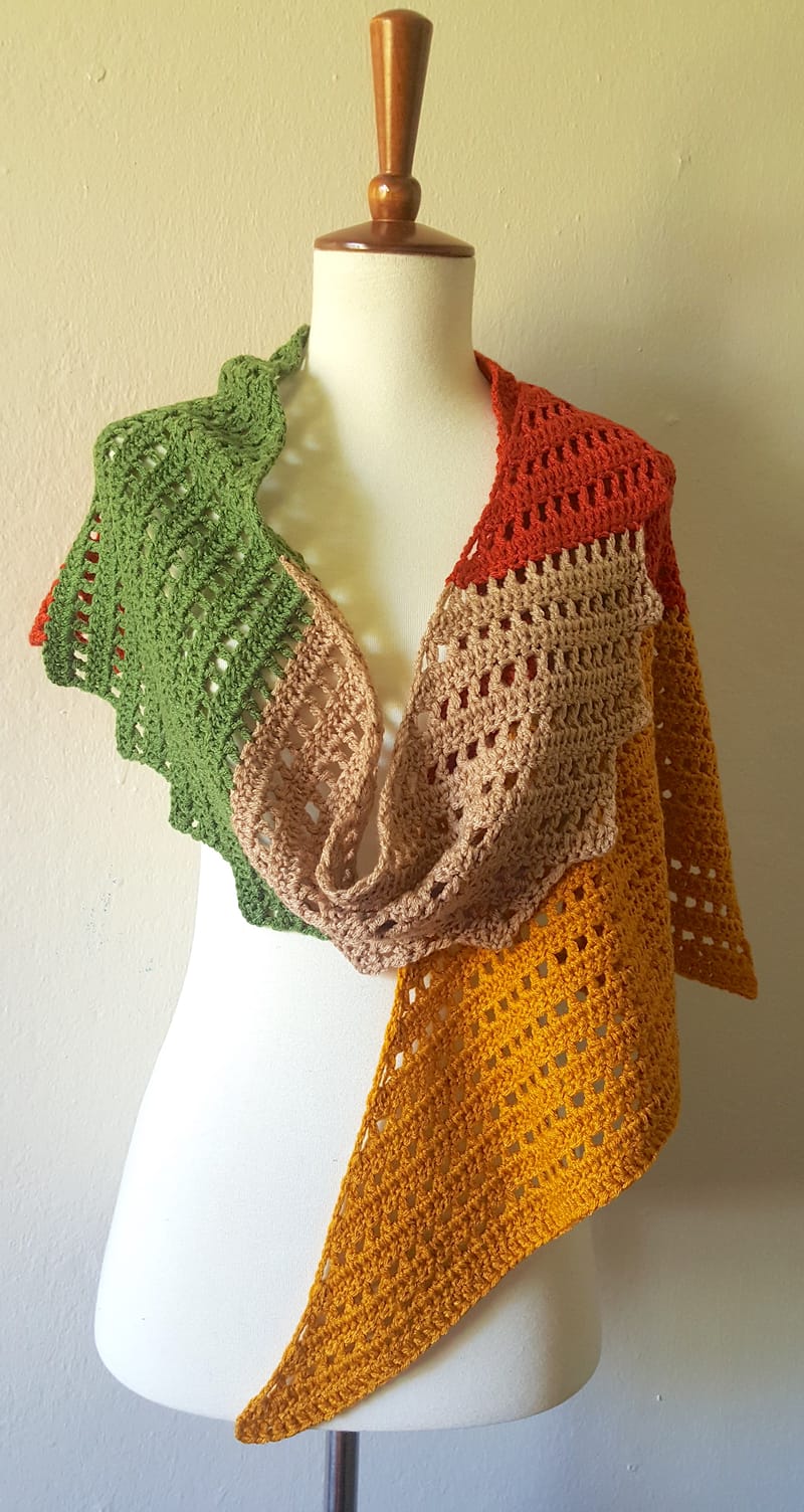 Handmade Crochet Asymmetrical Shawl Scarf Multicolor