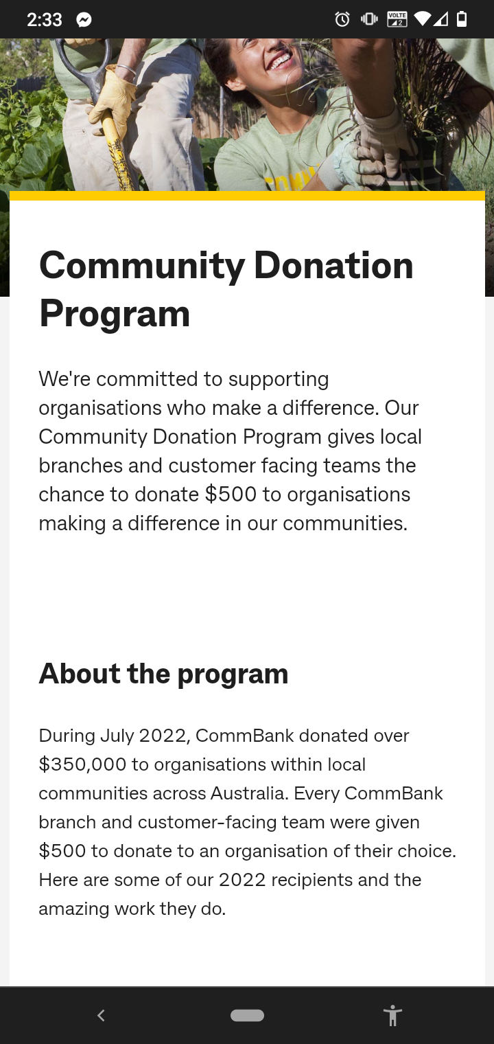 Commonwealth Bank Donation Program
