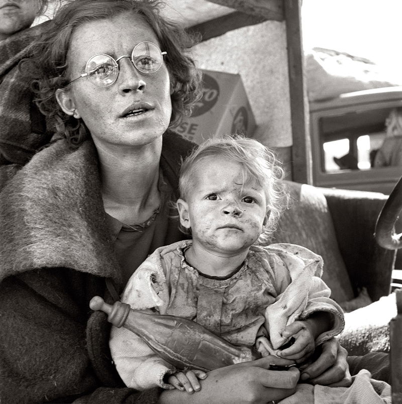 Dorothea Lange - On the road with her family one month from South Dakota, Tulelake, Siskiyou County, Calif 1939