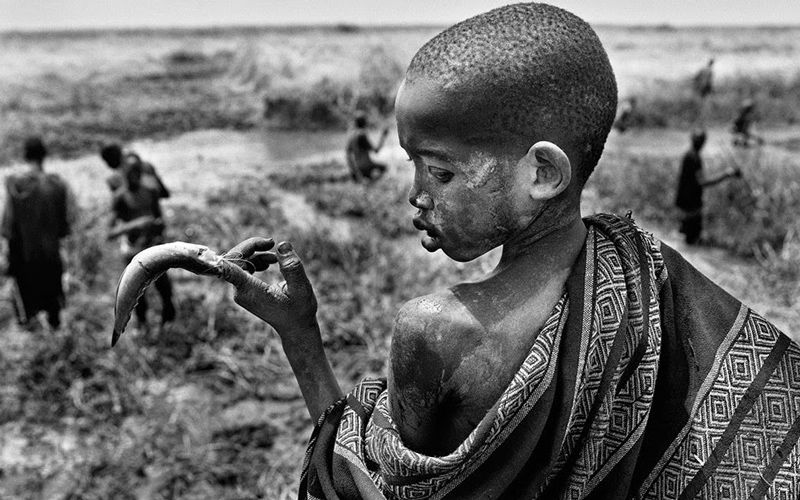 Sebastiao Salgado - Les dinkas, Fishing in the marshes of the Gel Canal, Southern Sudan, 2006