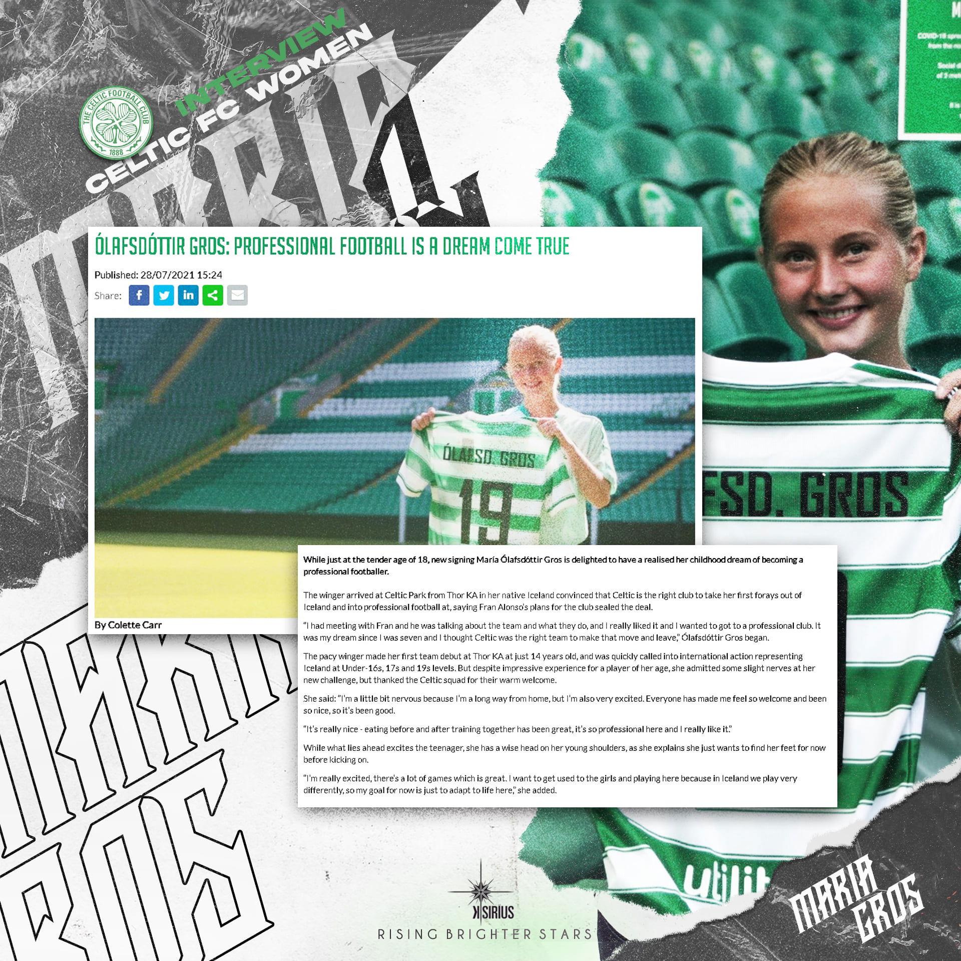 Press: Maria Catharina Gros in Celtic F.C.