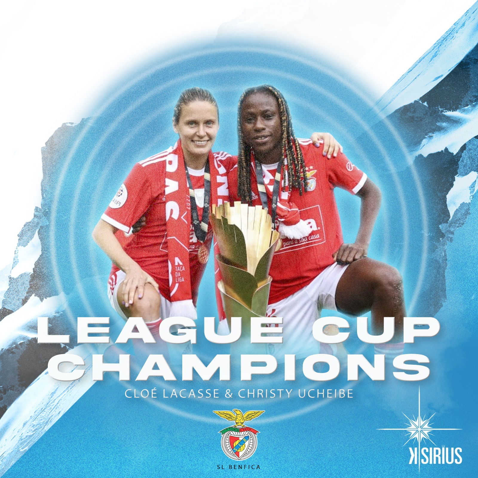 League Cup Champions: Cloé Lacasse (SL Benfica) and Christy Ucheibe (SL Benfica)
