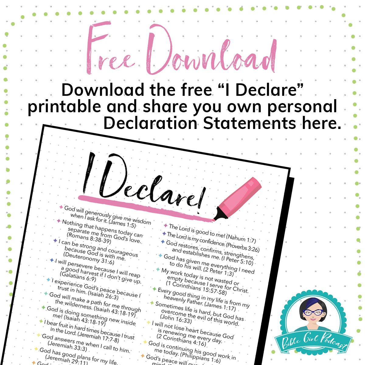 "I Declare" Free Printable