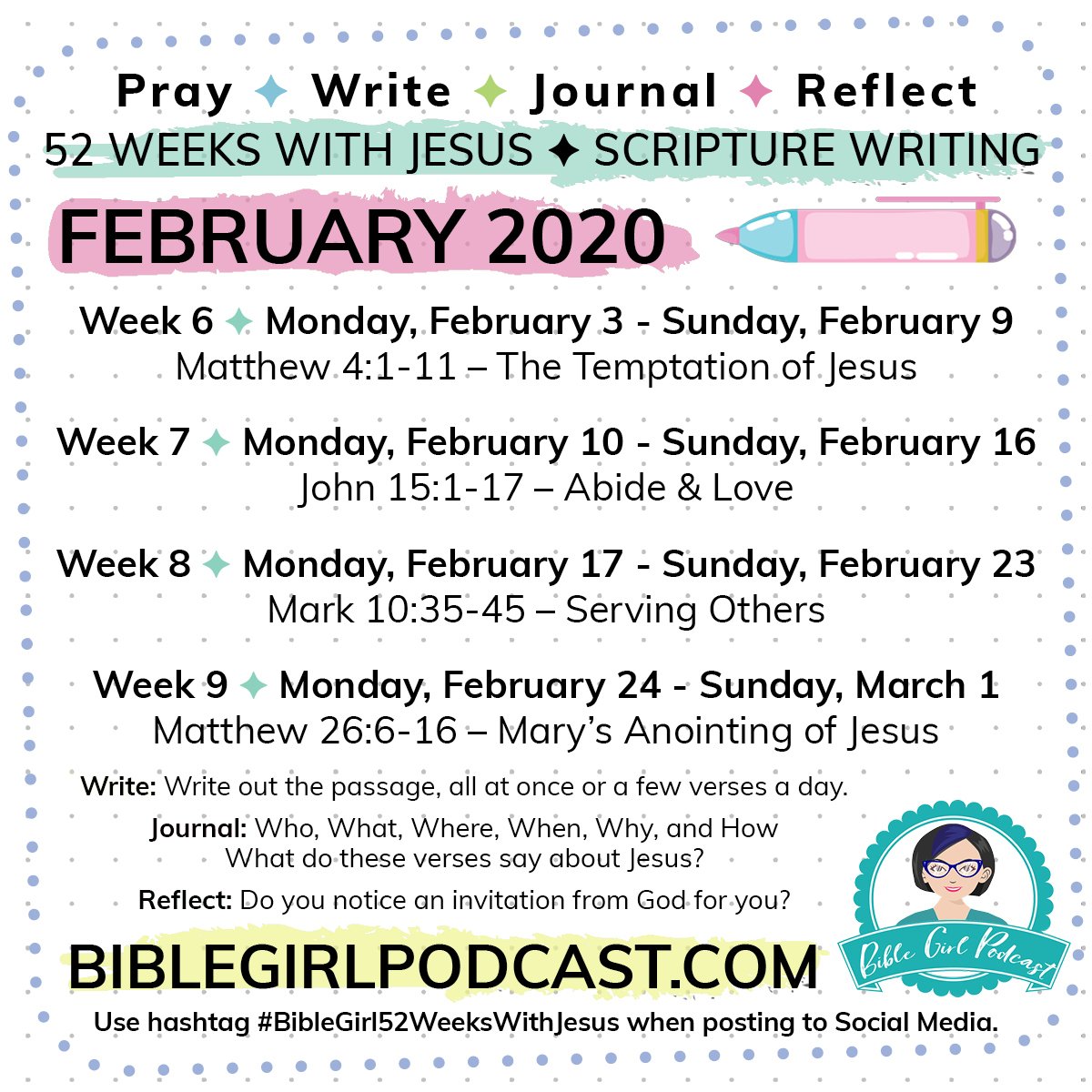 February Scripture Writing List