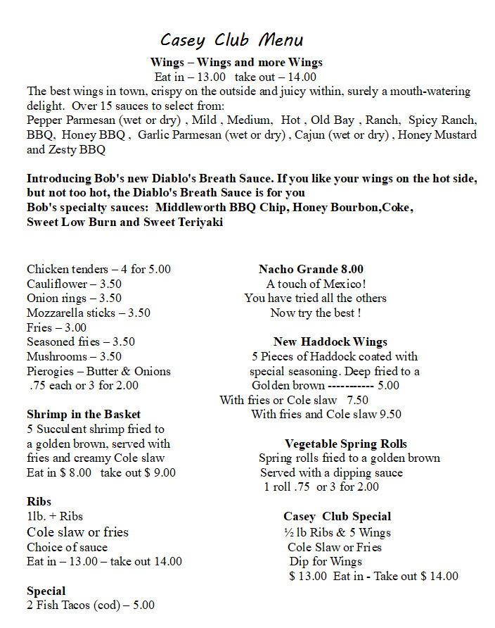 THURSDAY NIGHT MENU open to the general public, please check out our menu.