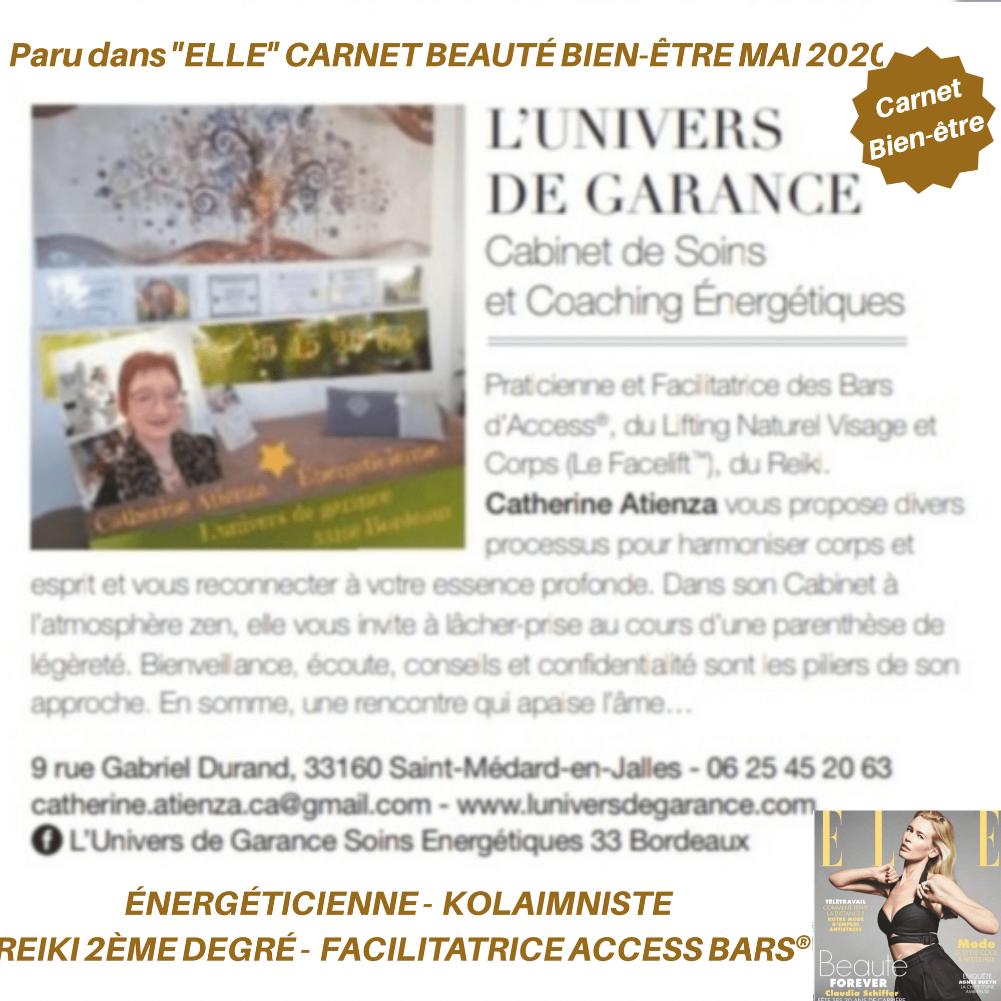 Parution Magazine "ELLE" du 22 Mai 2020 Bordeaux Hors Série Aquitaine Bien-être