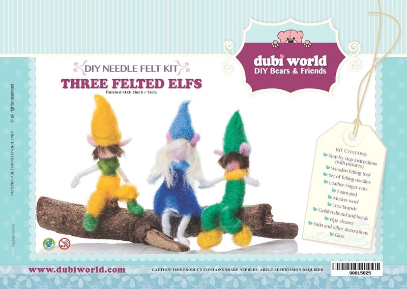 DIY KIT NEEDLE FELTED ELVES עולם הדובים של קלרה