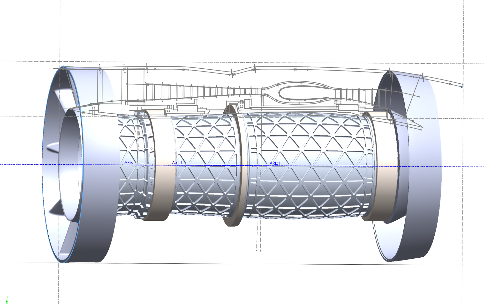Exoskeletal 2-Spool Turbofan Engine
