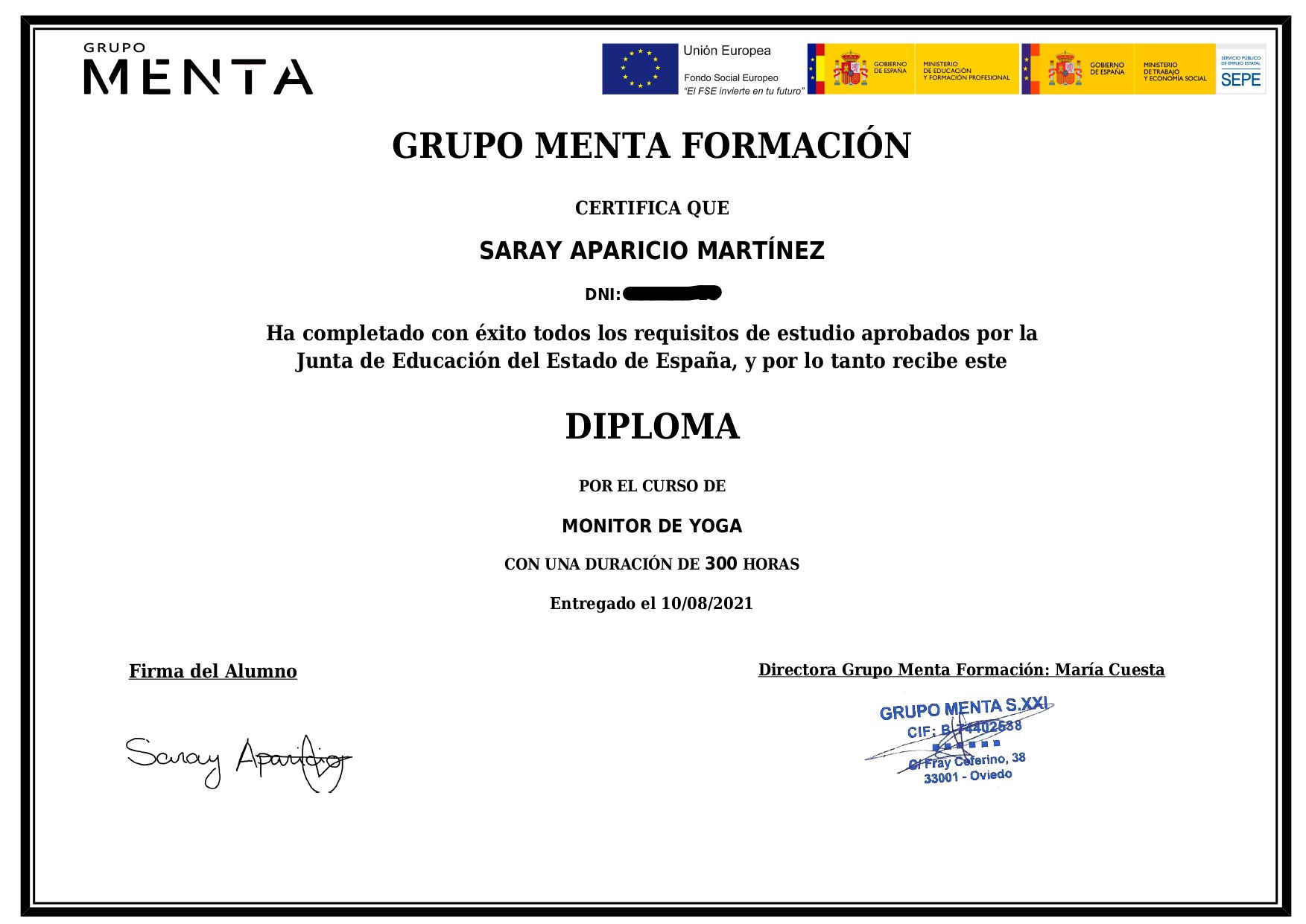 Certificado Monitor de Yoga