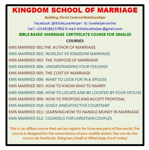SINGLES FREE BIBLE BASED MARRIAGE COURSE