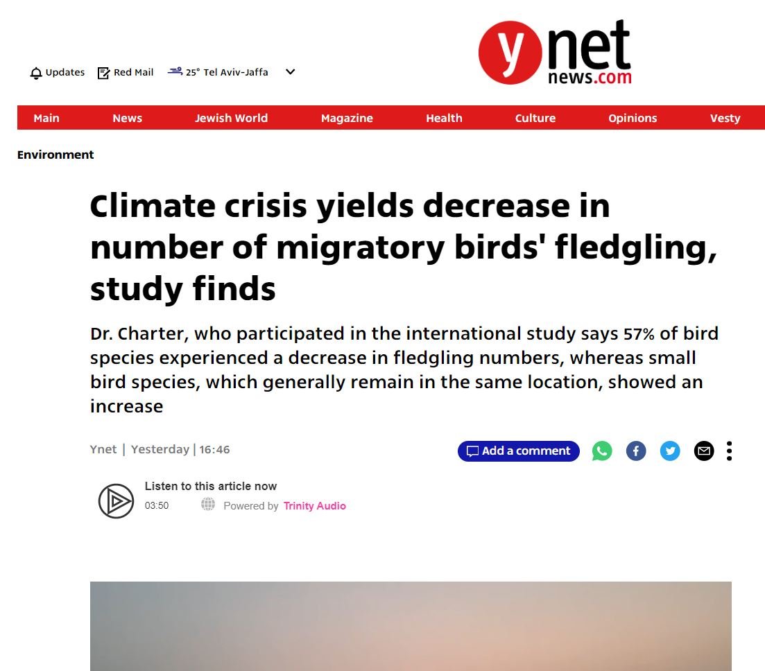 Climate crisis yields decrease in number of migratory birds' fledgling, study finds