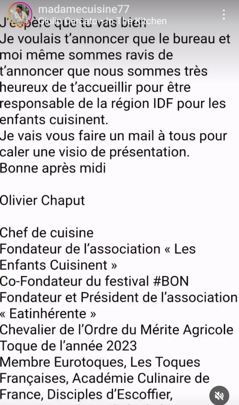 Nomination Responsable Régionale IDF Les Enfants cuisinent