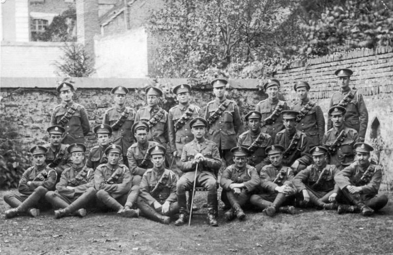 Second Lieutenant Frank Vans Agnew (centre of the front row) and men of the Mounted Gun Section of the 2nd King Edward's Horse somewhere in France 21/06/1916 (Photograph courtesy of Jamie Vans, great nephew of Second Lieutenant Frank Vans Agnew).