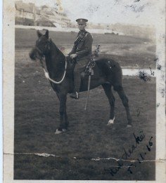 Photograph of Serjeant Edward Leake mounted in France 5/11/15 (Courtesy Great War Forum).