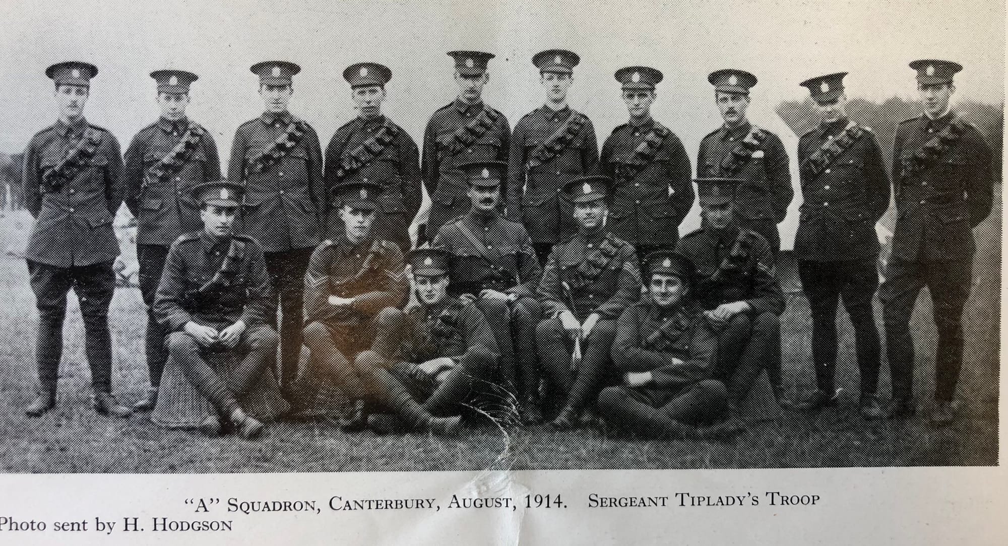 TIPLADY, G. H. Serjeant. 'Tiplady's Troop. 'A' Squadron. Right of centre front row next to the Officer.