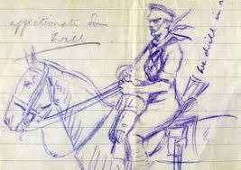 Sketch of KEH at drill by Private William Smithson Broadhead, 705.