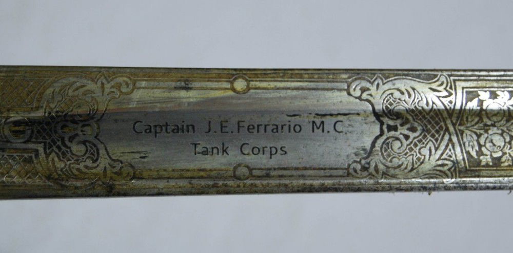 FERRARIO, John Ernest. MC and Bar. Private, 1133, 2KEH and Captain, Tank Corps sword.