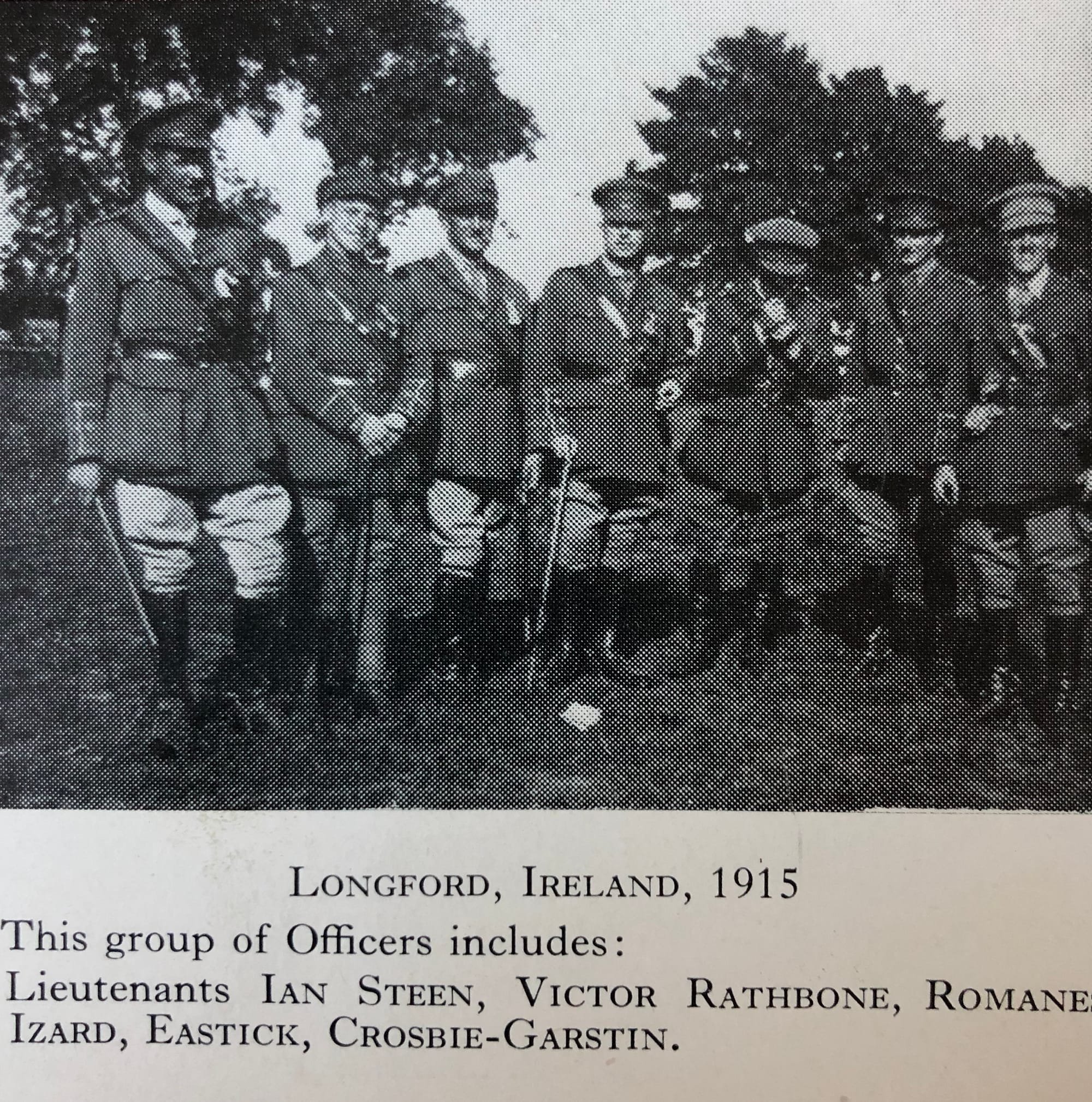 EASTICK, John Clare Newland. 51. Serjeant. Shown here as Lieutenant at Longford 1915 from Old Comrades Association Bulletin.