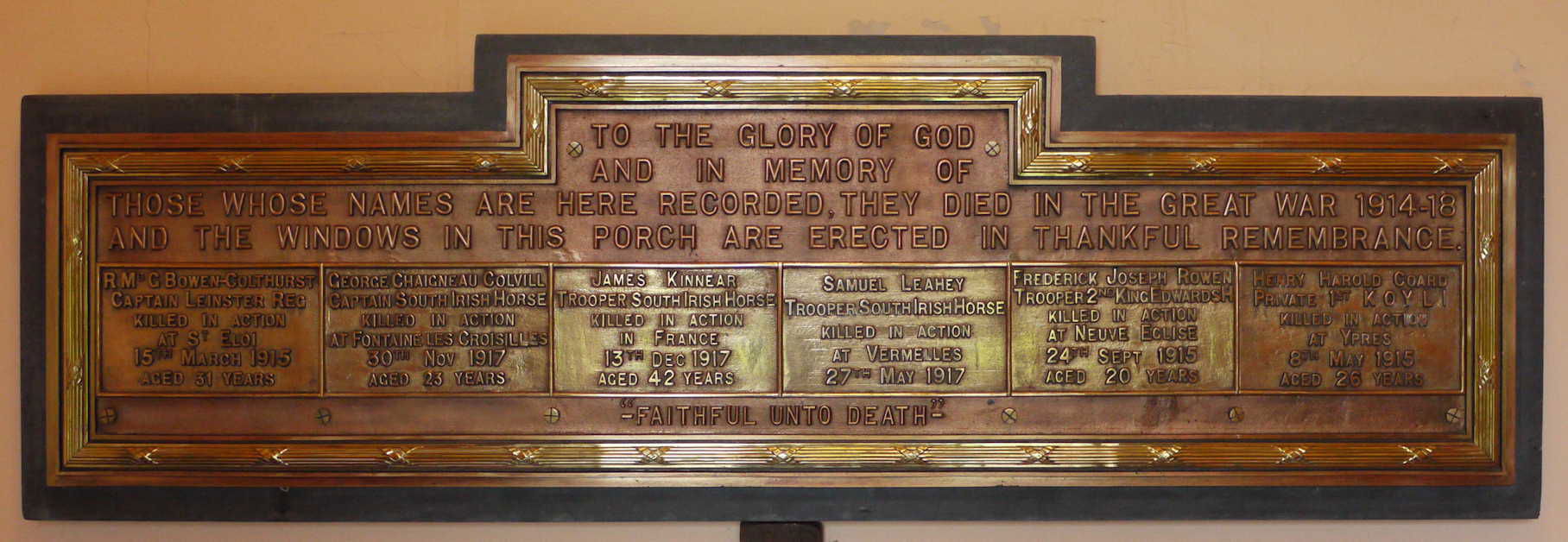 Memorial plaque Private Rowen