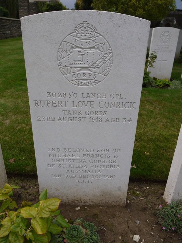 CONICK, Rupert Love. Lance Corporal 2KEH. KIA Tank Corps. 23/08/1918.