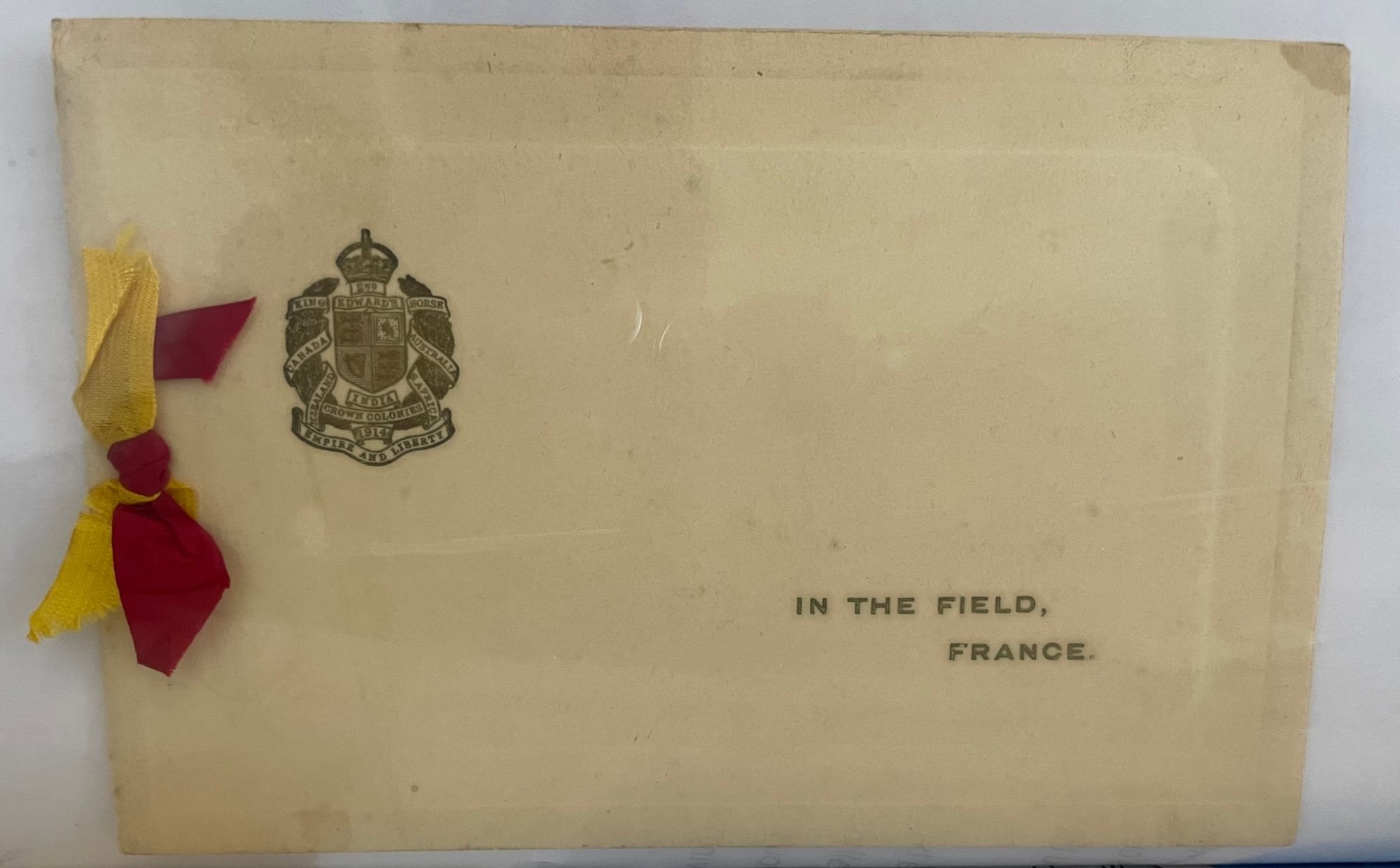 2KEH Christmas Card from In The Field France - 1916 or 1917. From Charlie to the family.
