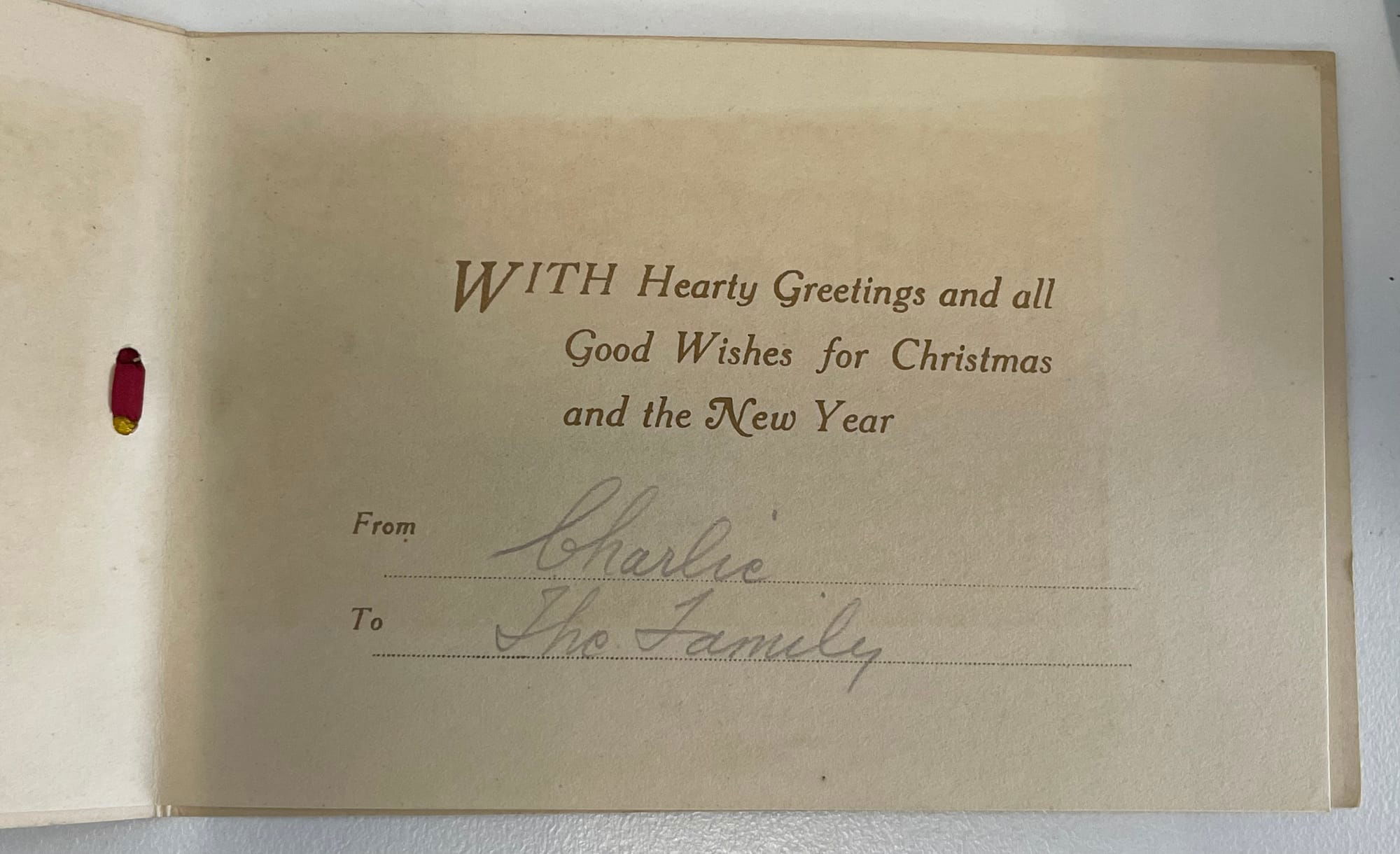 2KEH Christmas Card from In The Field France - 1916 or 1917. From Charlie to the family.