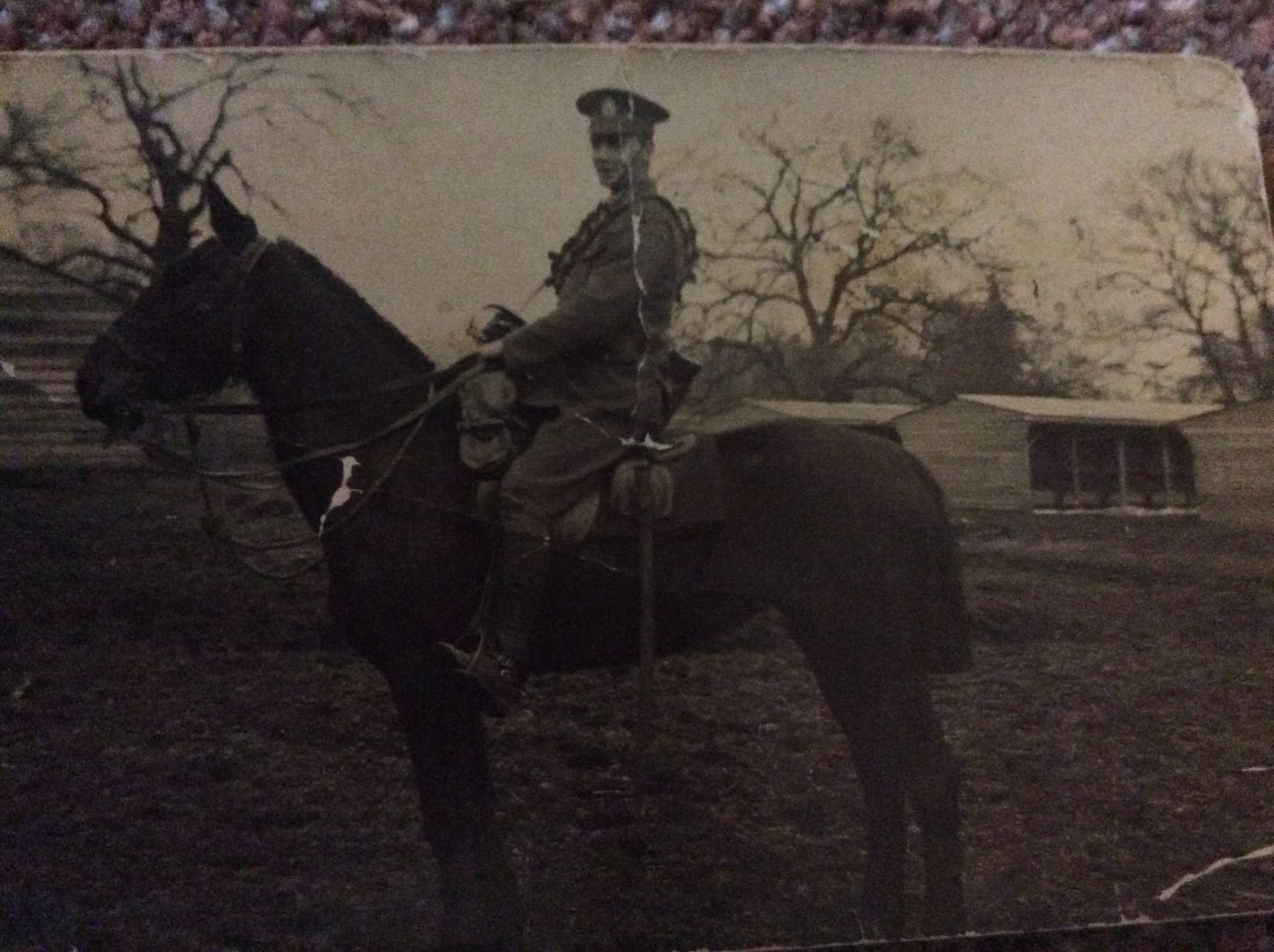 Private. 1187. 2KEH. Mounted on his horse 'Dolby'. Courtesy of Helen Peach and Doug Corder (descendants)