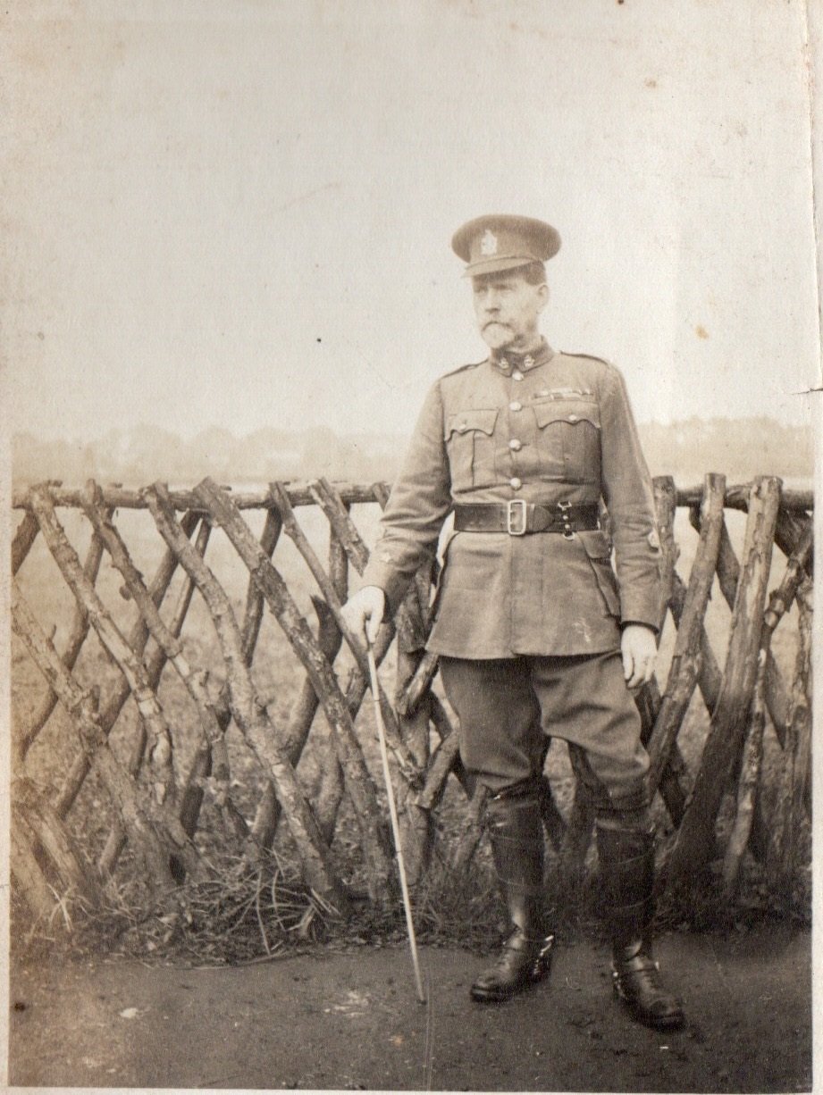 Photograph of RSM Fegan (Captioned as SSM for Staff or Squadron Serjeant Major) in Ireland in 1917 courtesy of Peter Saunders from his father's (Private Ernest Gordon Saunders) album of KEH and 2KEH photographs taken during his service in Ireland in 1917.