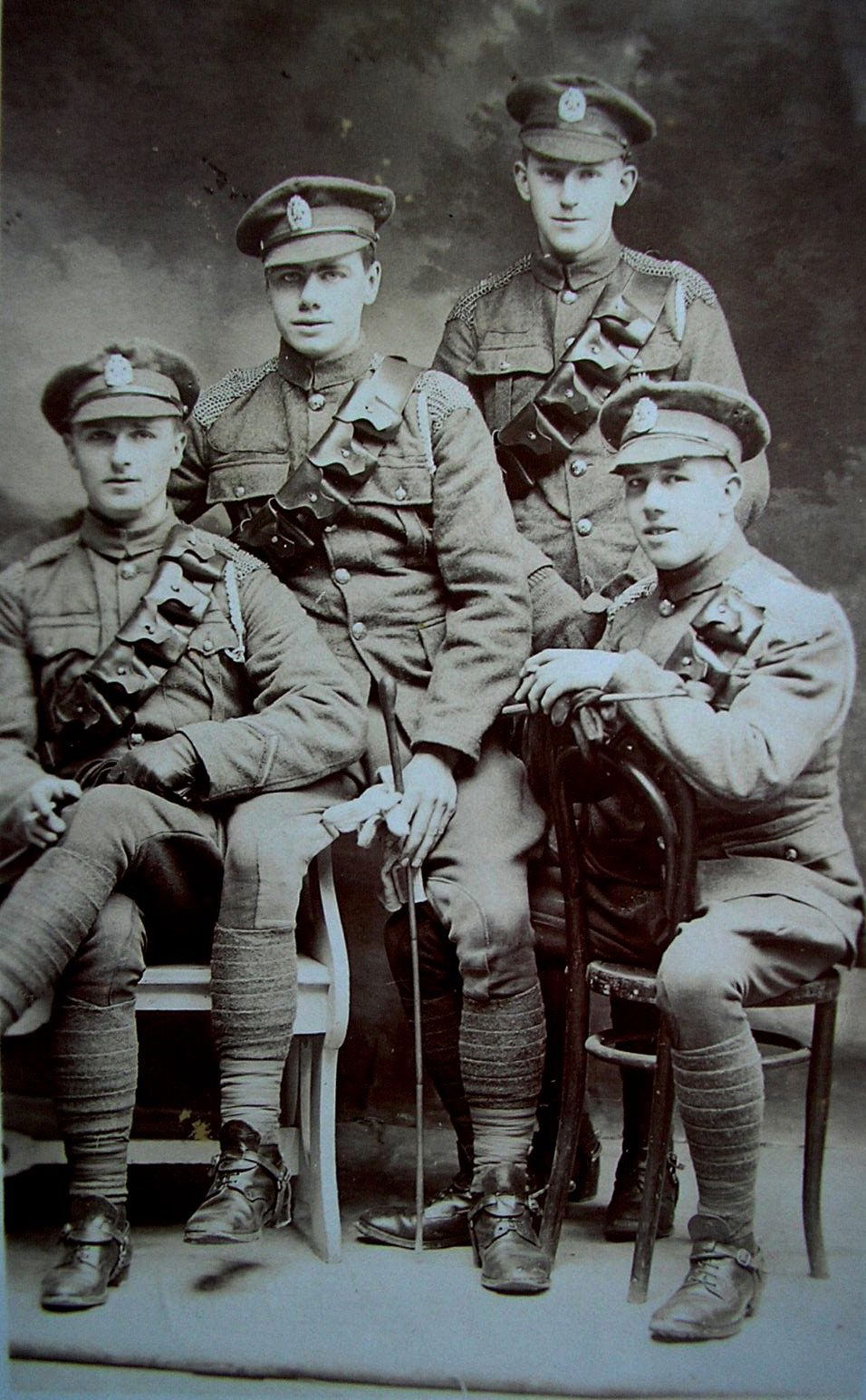 FORD, . Private. Named at the left in a group photograph taken in Ireland in 1917. He is wearing a Good Conduct Stripe on his lower left sleeve. Photograph courtesy of Simon Jervis.