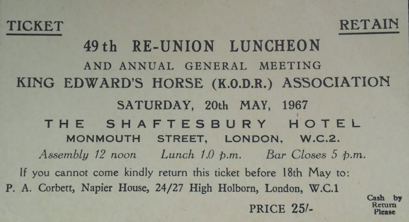 KEH Re-union ticket 1967 the 49th reunion.