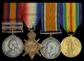 JENKS, Ernest B. 826. Acting Serjeant. KEH. QSA with two bars and 1914/15 Star trio. Courtesy of DNW Auctions Jul 2019.