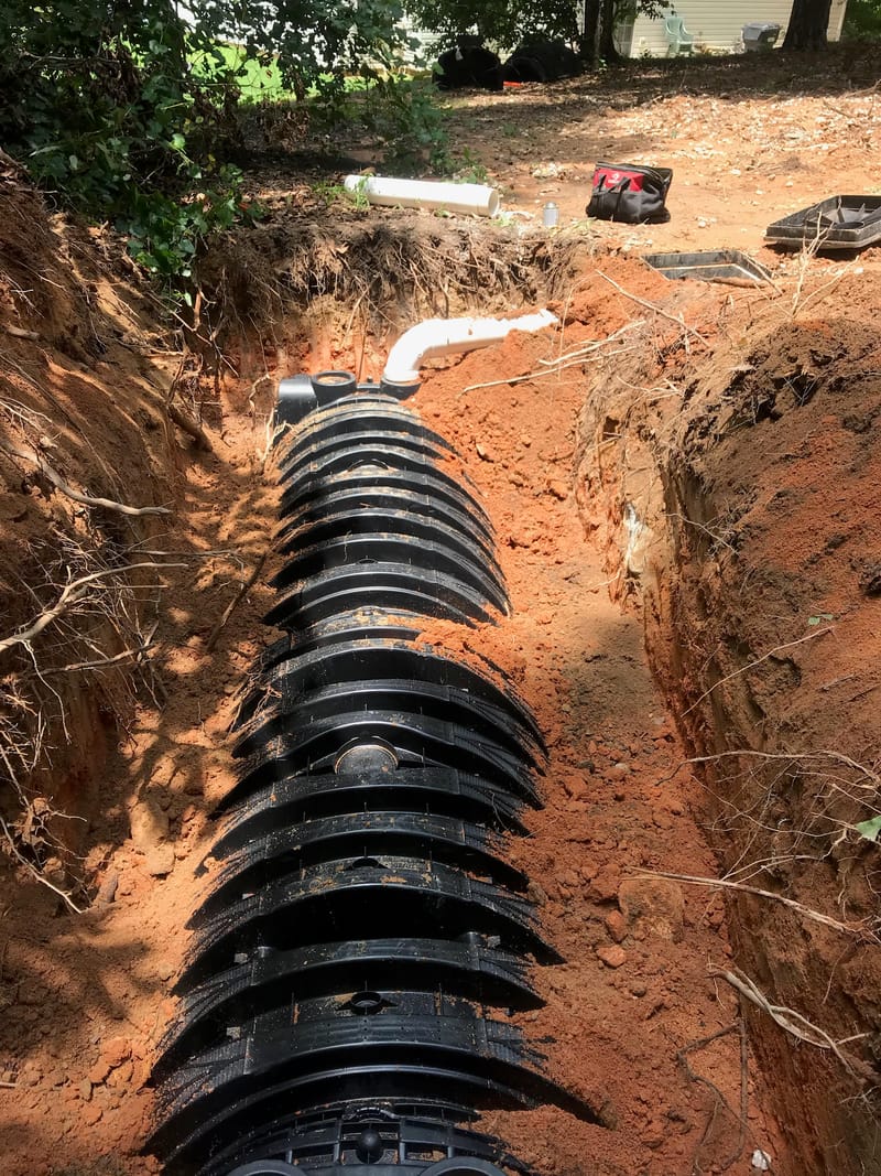 Septic drain field installation
