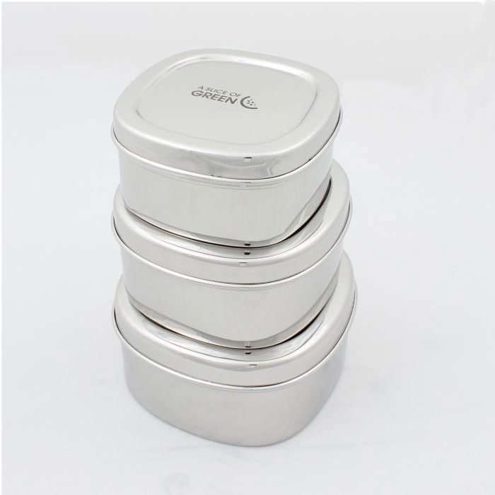 A Slice of Green - Set of 3 Stainless Steel Containers