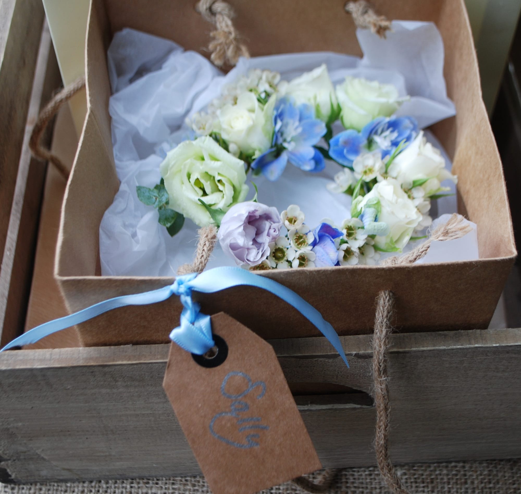 Corsage packed and ready for delivery.