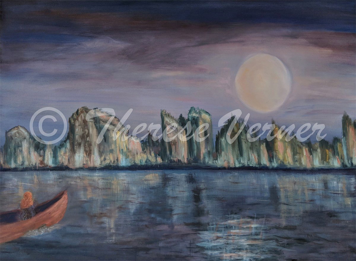 Bay Watch under the Super Moon  - SOLD!