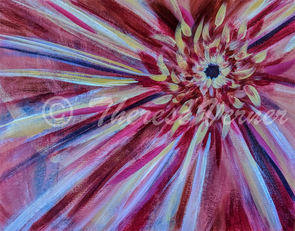 Radiating Sunflower - Crimson - SOLD