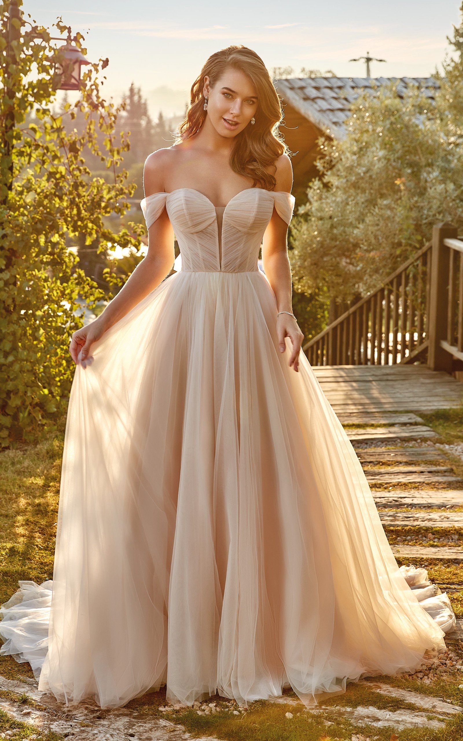Norvinia Black / Champagne Wedding Dress - Sugared Almonds Bridal