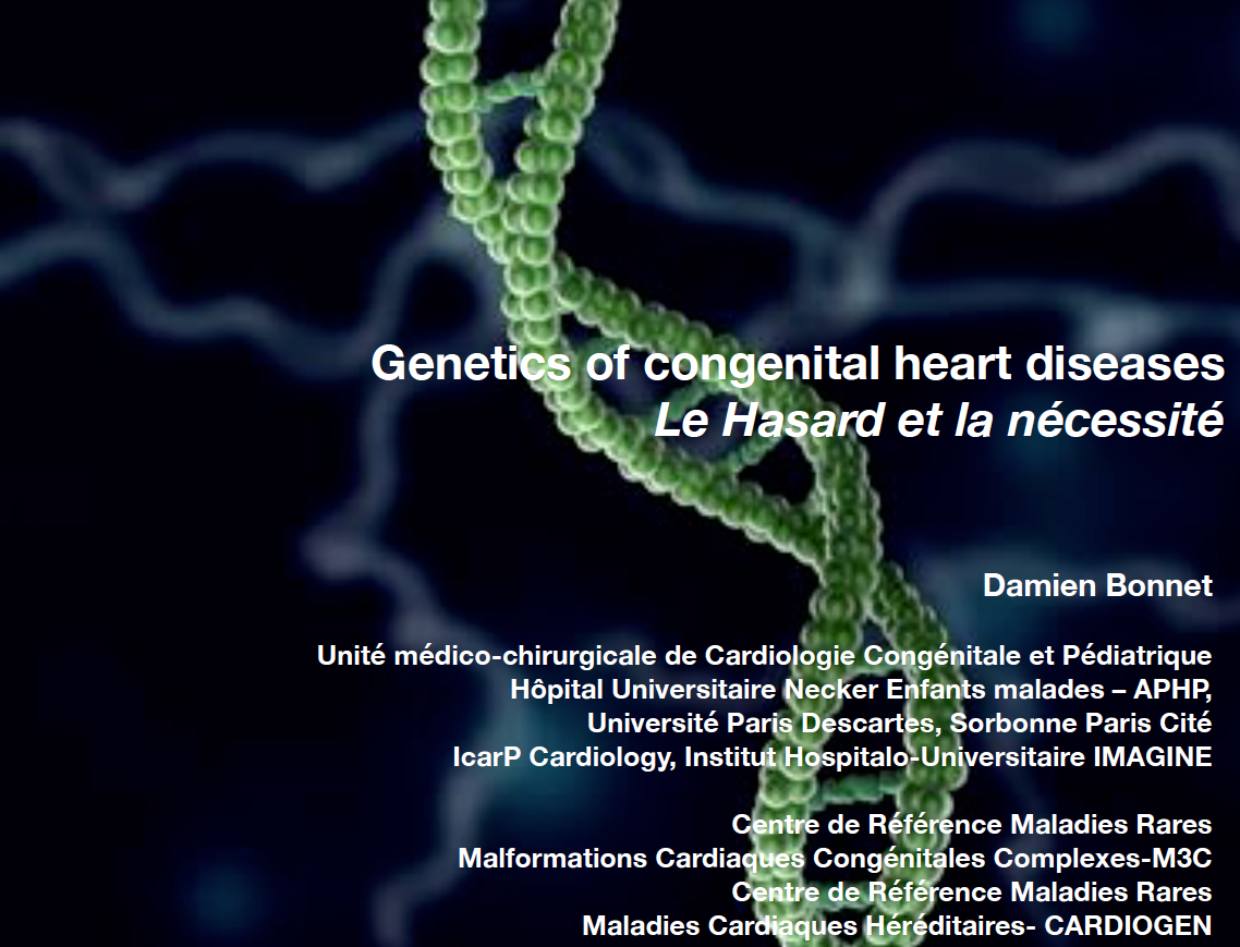 Génétique des cardiopathies congénitales - Le hasard et la nécessité - Damien Bonnet 2019