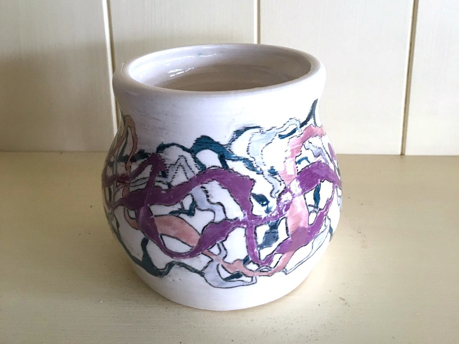 Purple and blue waves pot