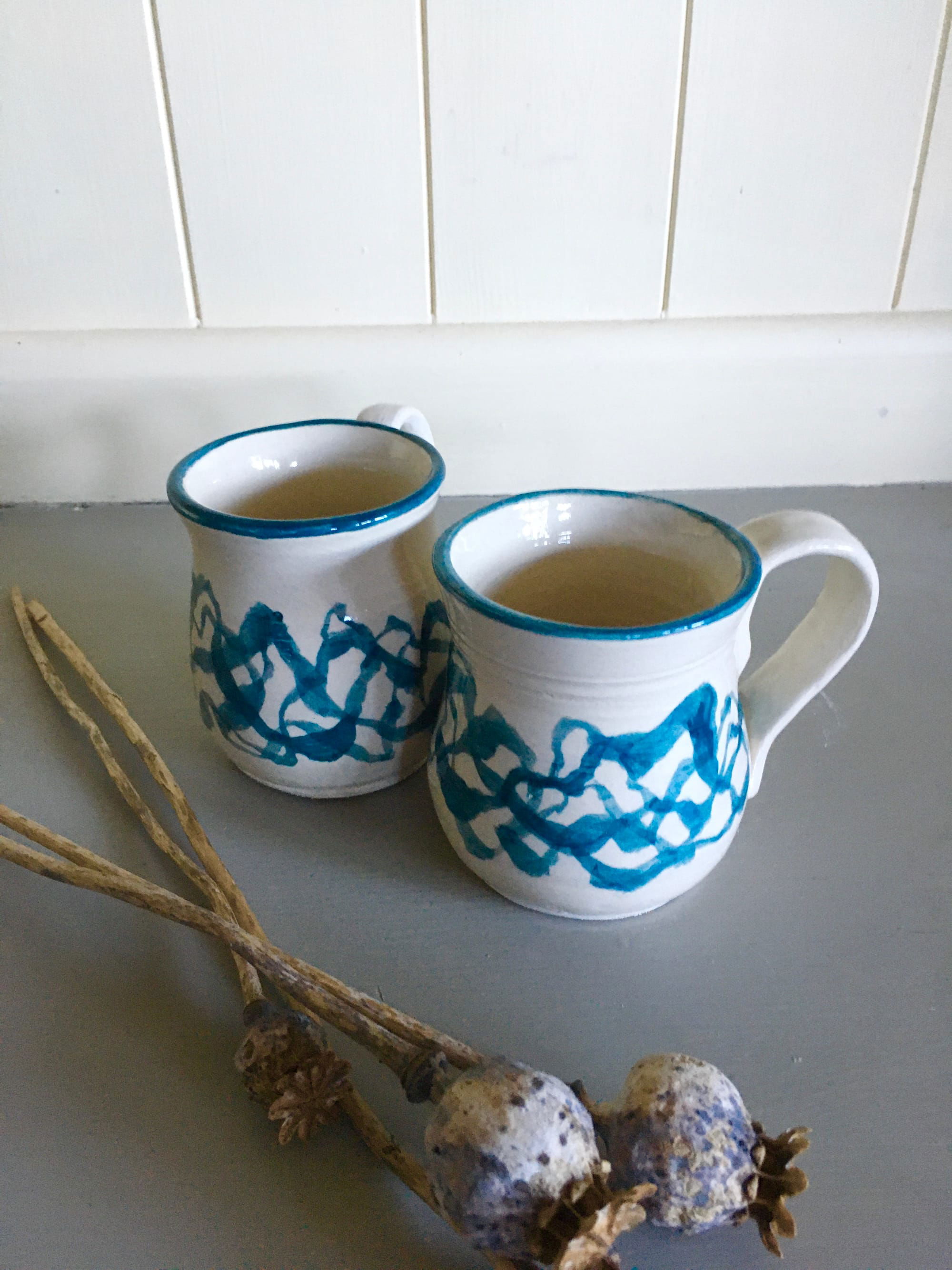Bright blue waves mugs