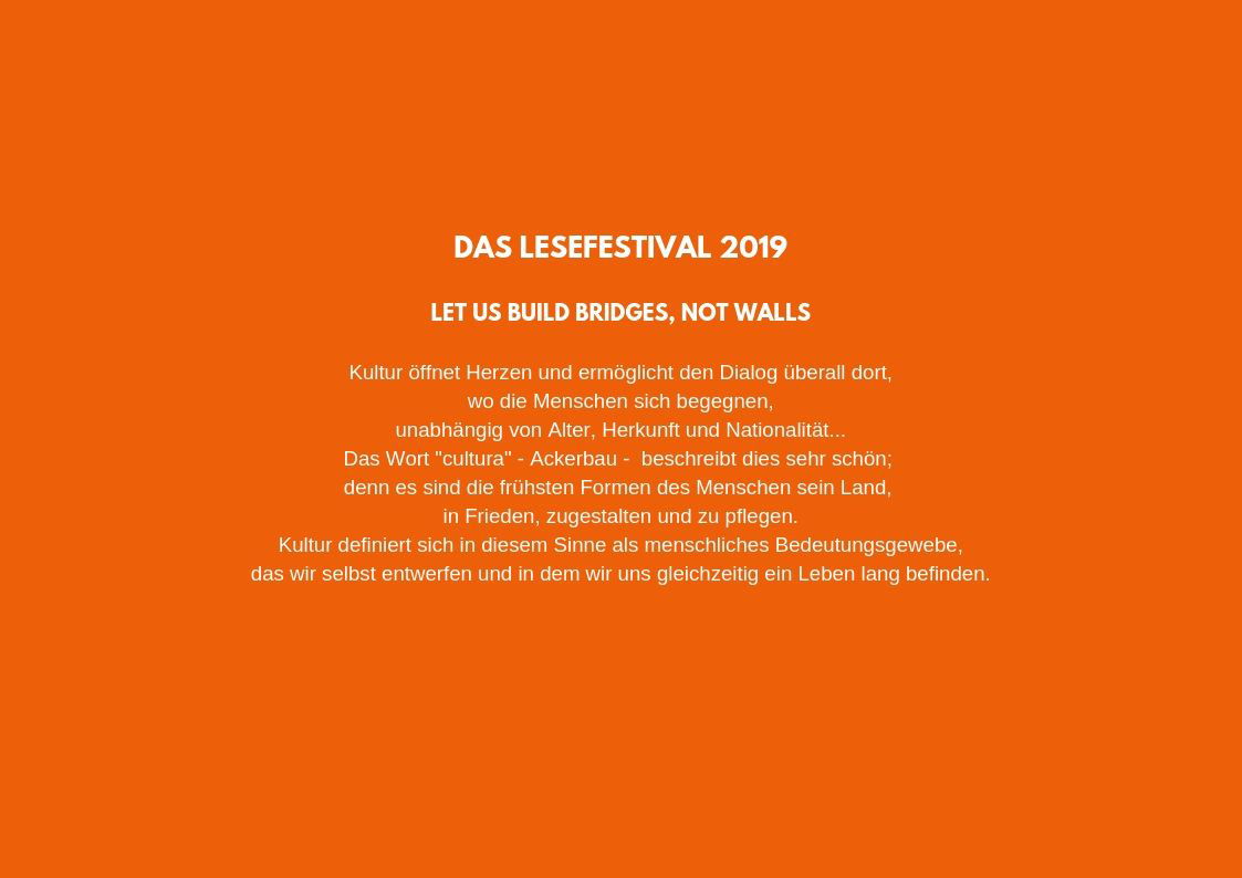 PROGRAMMHEFT DAS LESEFESTIVAL 2019