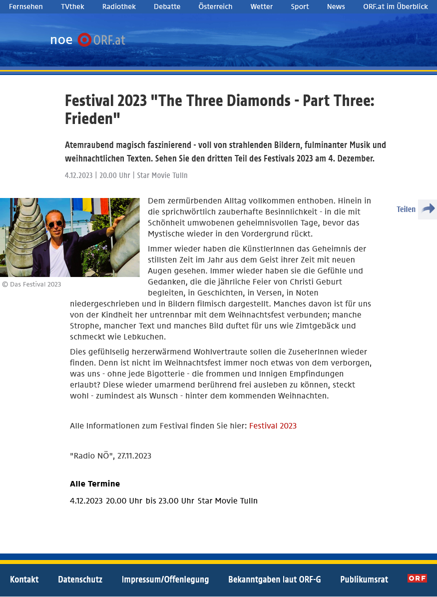 ORF NOE / Das Festival 2023 "The Three Diamonds - Part Three: Frieden"