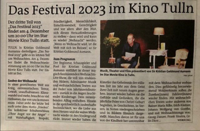 Bezirksblätter / Das Festival 2023 im Kino Tulln