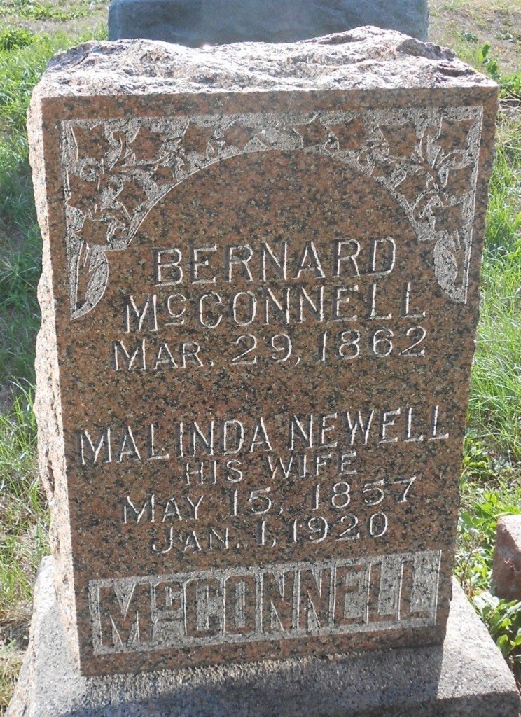 Tombstone of Bernard and Malinda McConnell