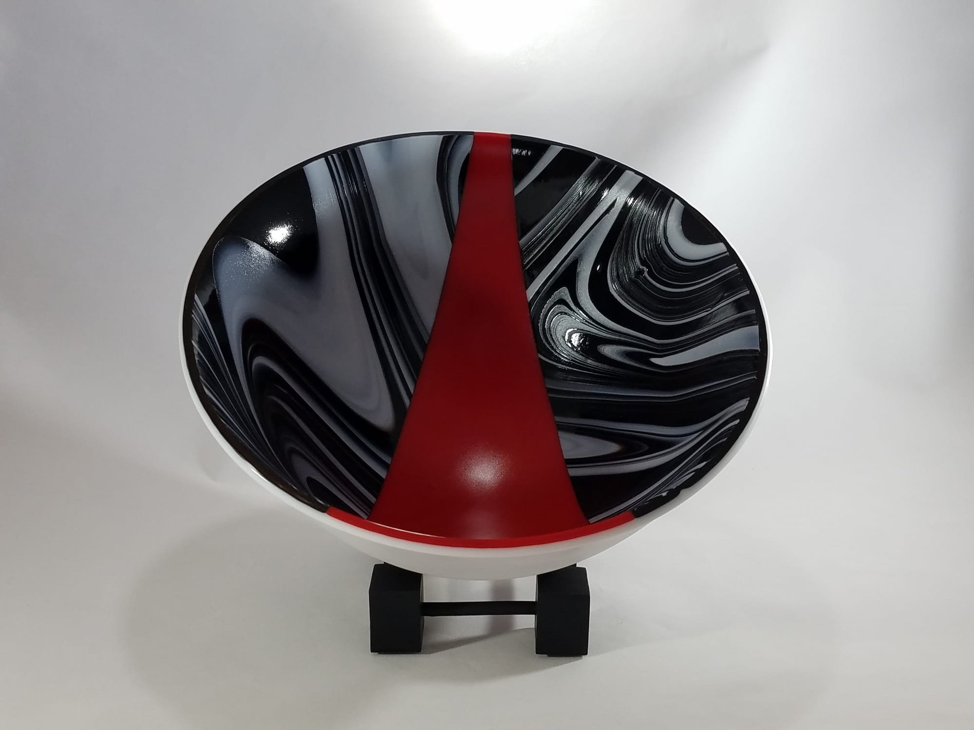 White Black Red Bowl on stand