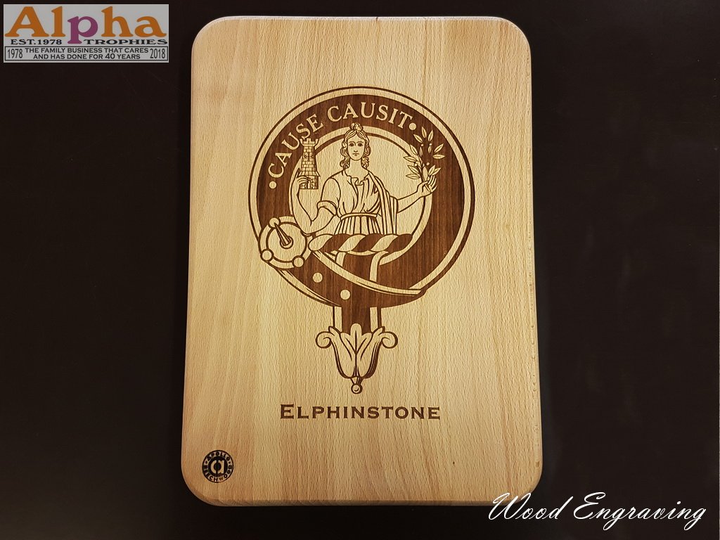 Wood Chopping Board with Family Crest